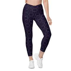 Ethereal Blossom Crossover Leggings with Pockets