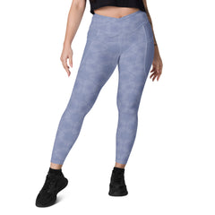 Geometric Elegance Crossover Leggings with Pockets