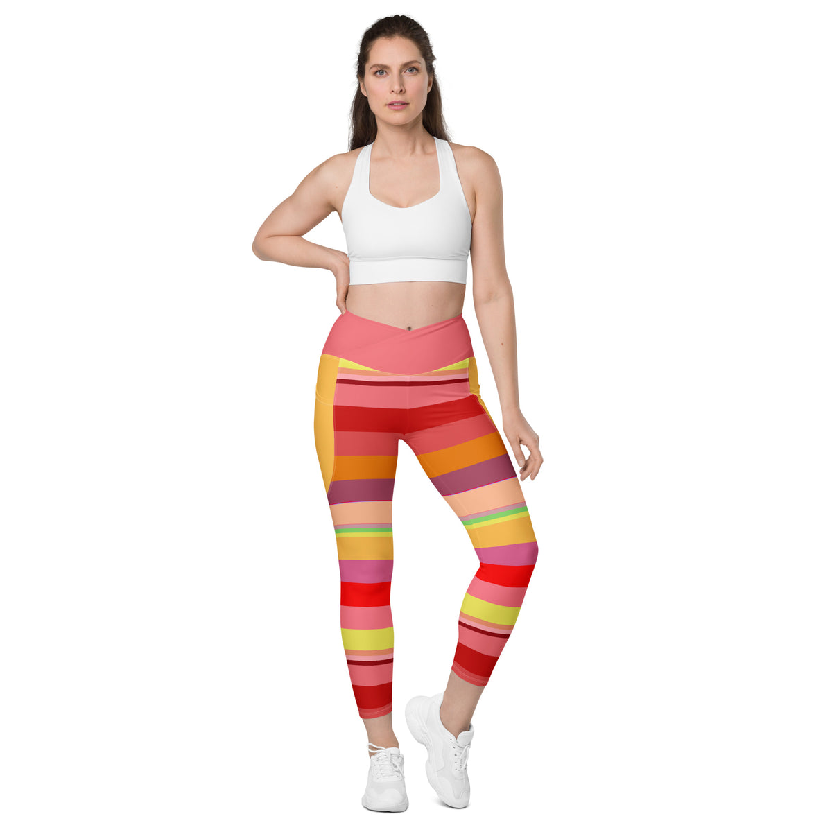 Galactic Rainbow Crossover Leggings with Pockets