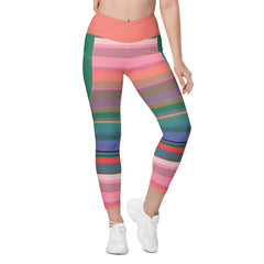 Neon Dreams Crossover Leggings with Pockets