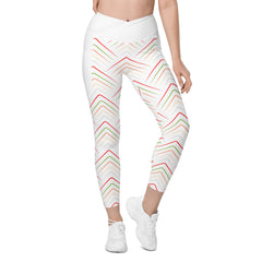 Pastel Dreams crossover leggings front view with pockets