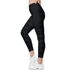 Ocean Wave Crossover Leggings with Pockets