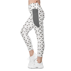 Art Deco Elegance Crossover Leggings with Pockets