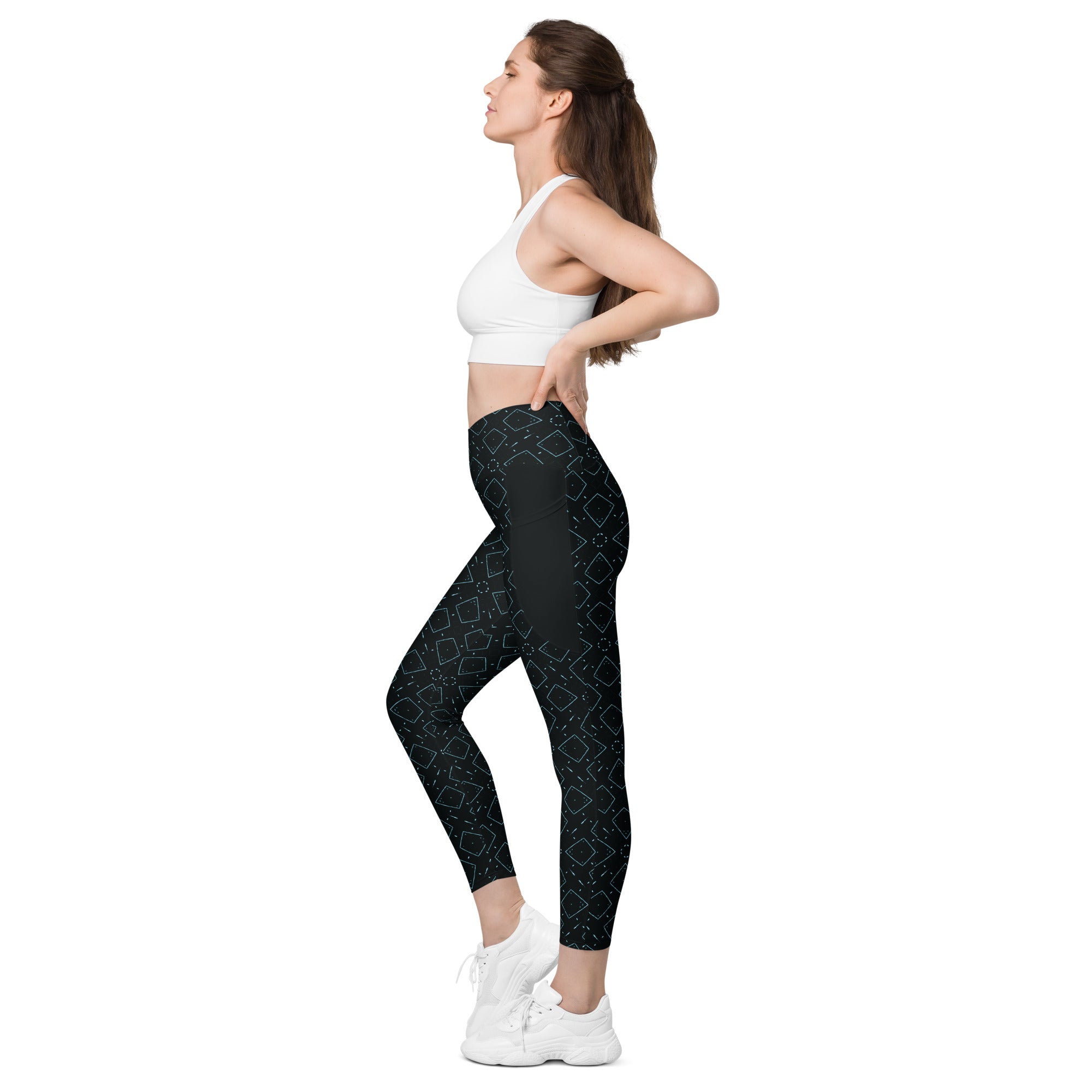 Tribal Elegance All-Over Print Crossover Leggings With Pockets