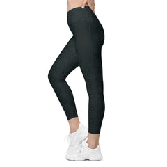 Azure Serenity Crossover Leggings with Pockets