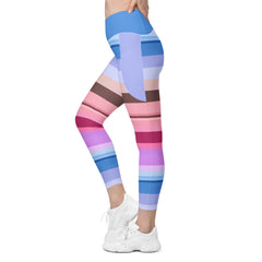 Vibrant Watercolor Strokes Crossover Leggings with Pockets