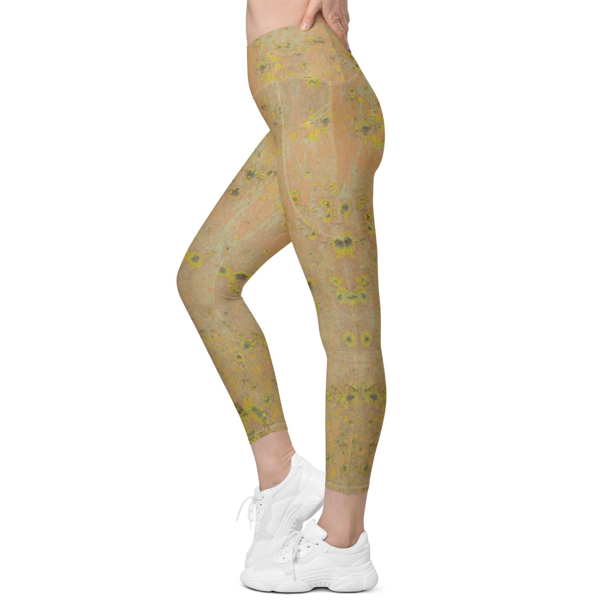 Model Showcasing Marble Majesty Crossover Leggings Style