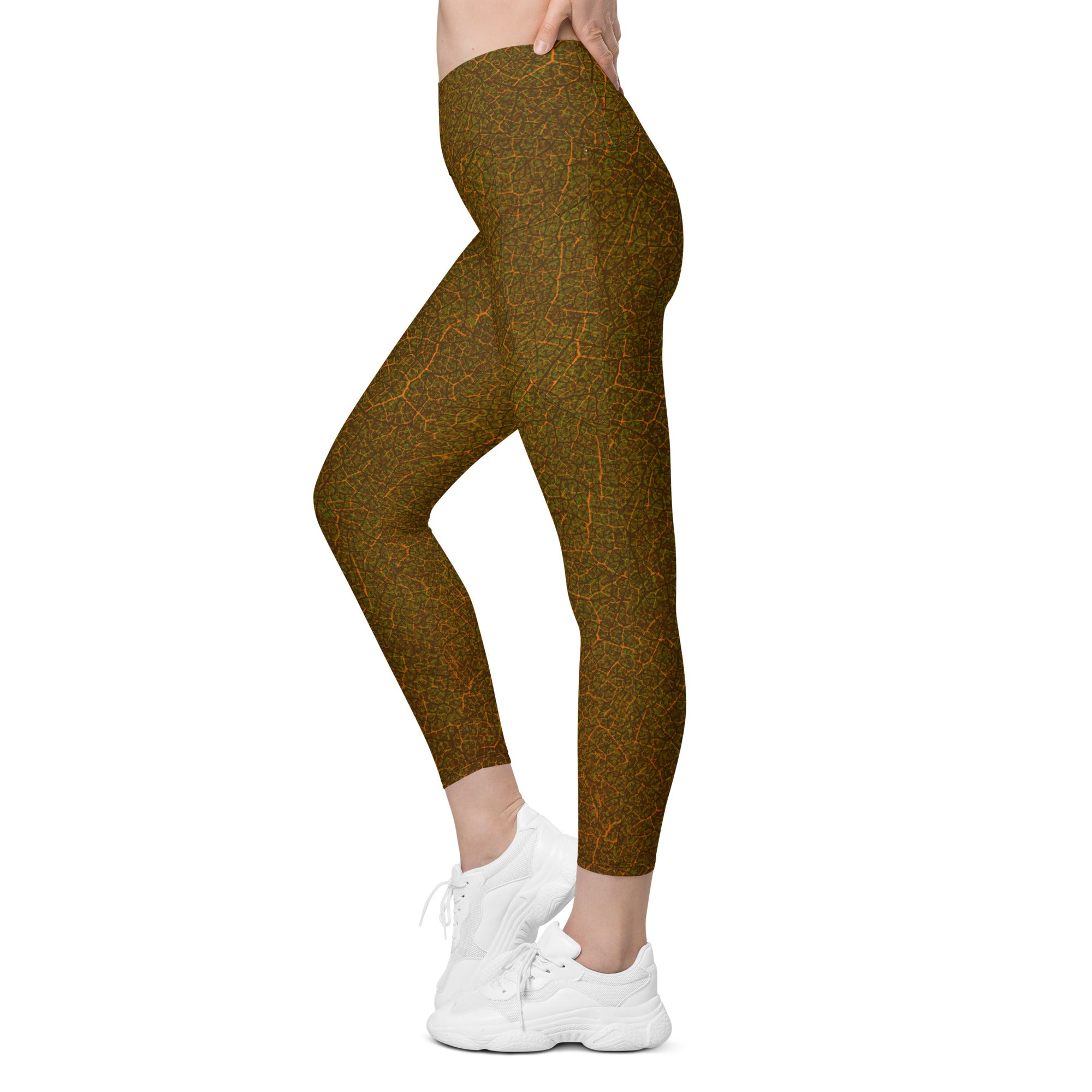 Forest Dreams Leggings with Pockets, displayed to highlight the functionality and detailed forest-inspired design.
