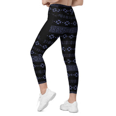 Starry Night All-Over Print Crossover Leggings with Pockets