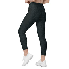 Azure Serenity Crossover Leggings with Pockets