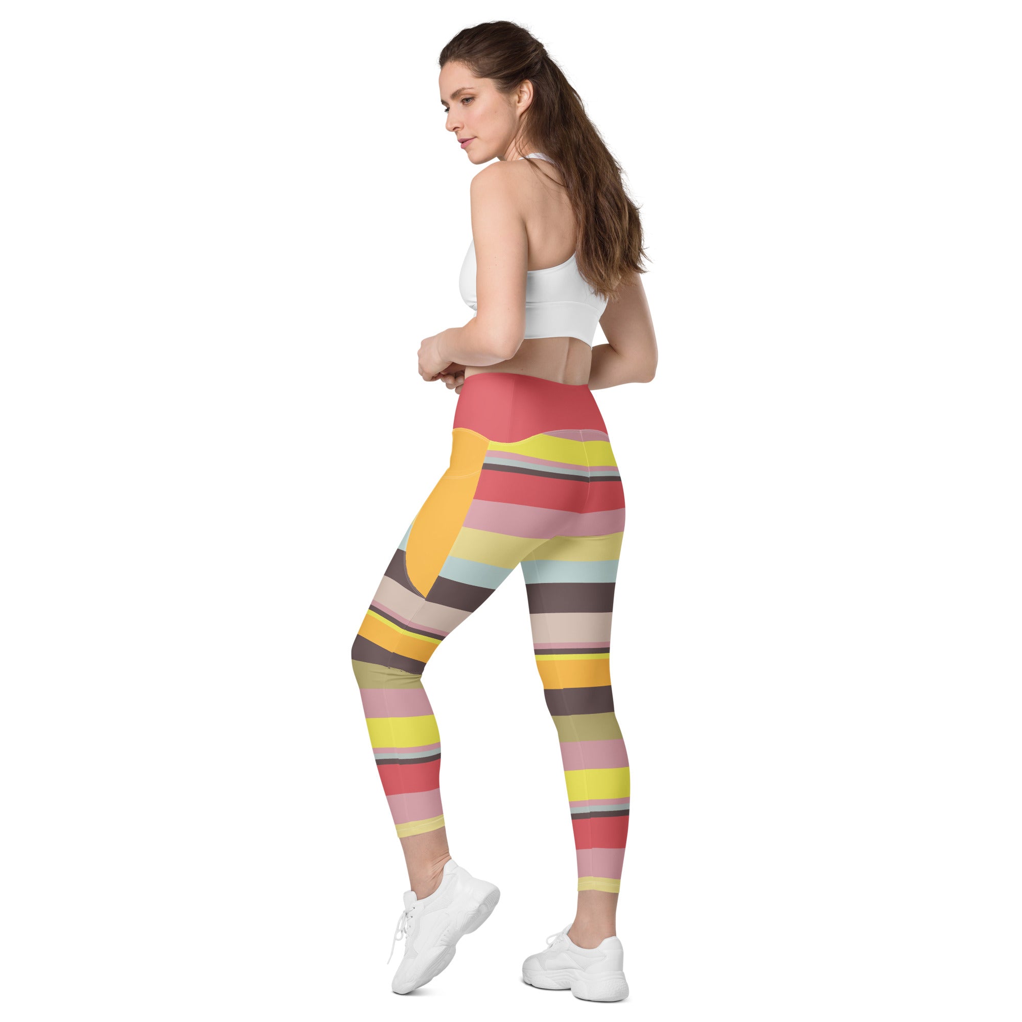 Electric Sunrise Leggings matched with a sports bra for gym workout.