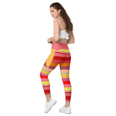 Galactic Rainbow Crossover Leggings with Pockets