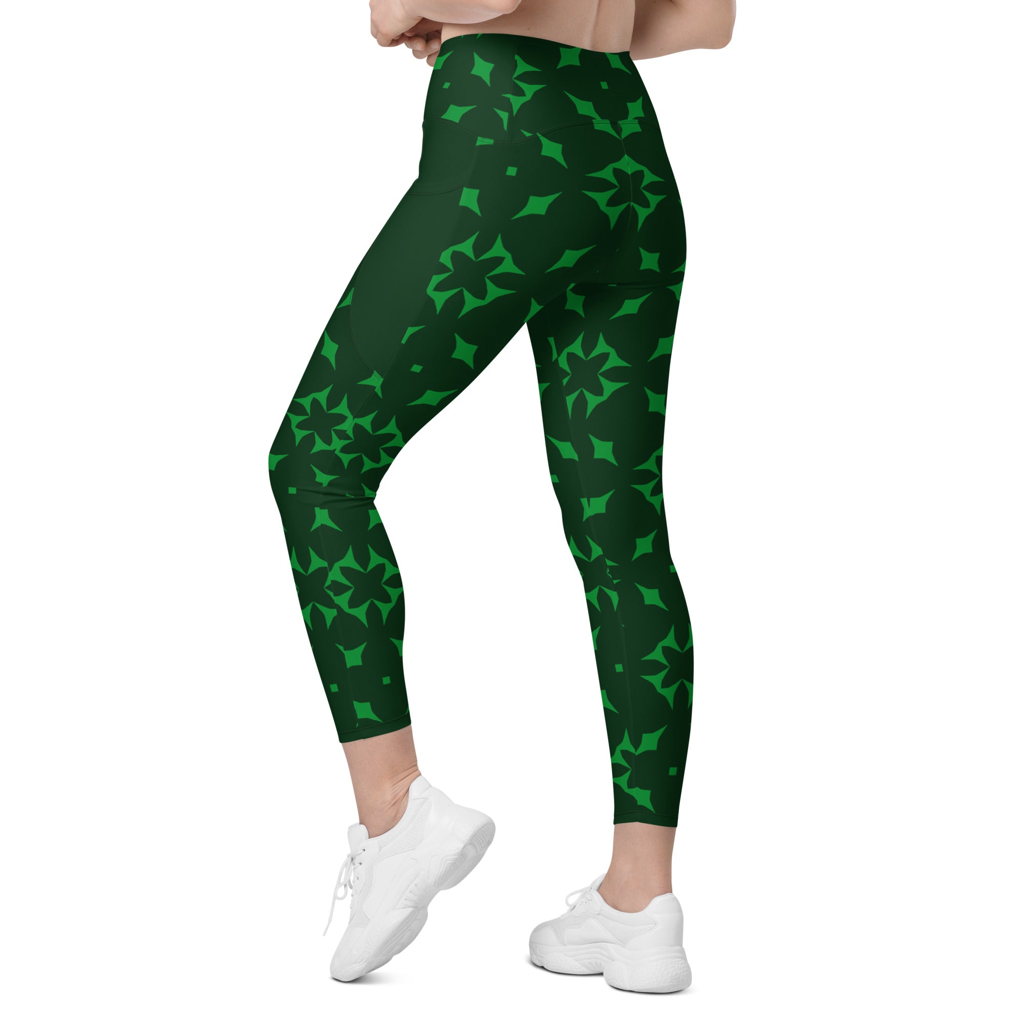 Comfortable and stylish serene swirl leggings with crossover waistband.