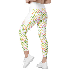 Retro patterned leggings with utility pocket