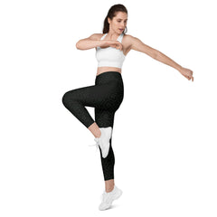 Tranquil Marble Crossover Leggings with Pockets