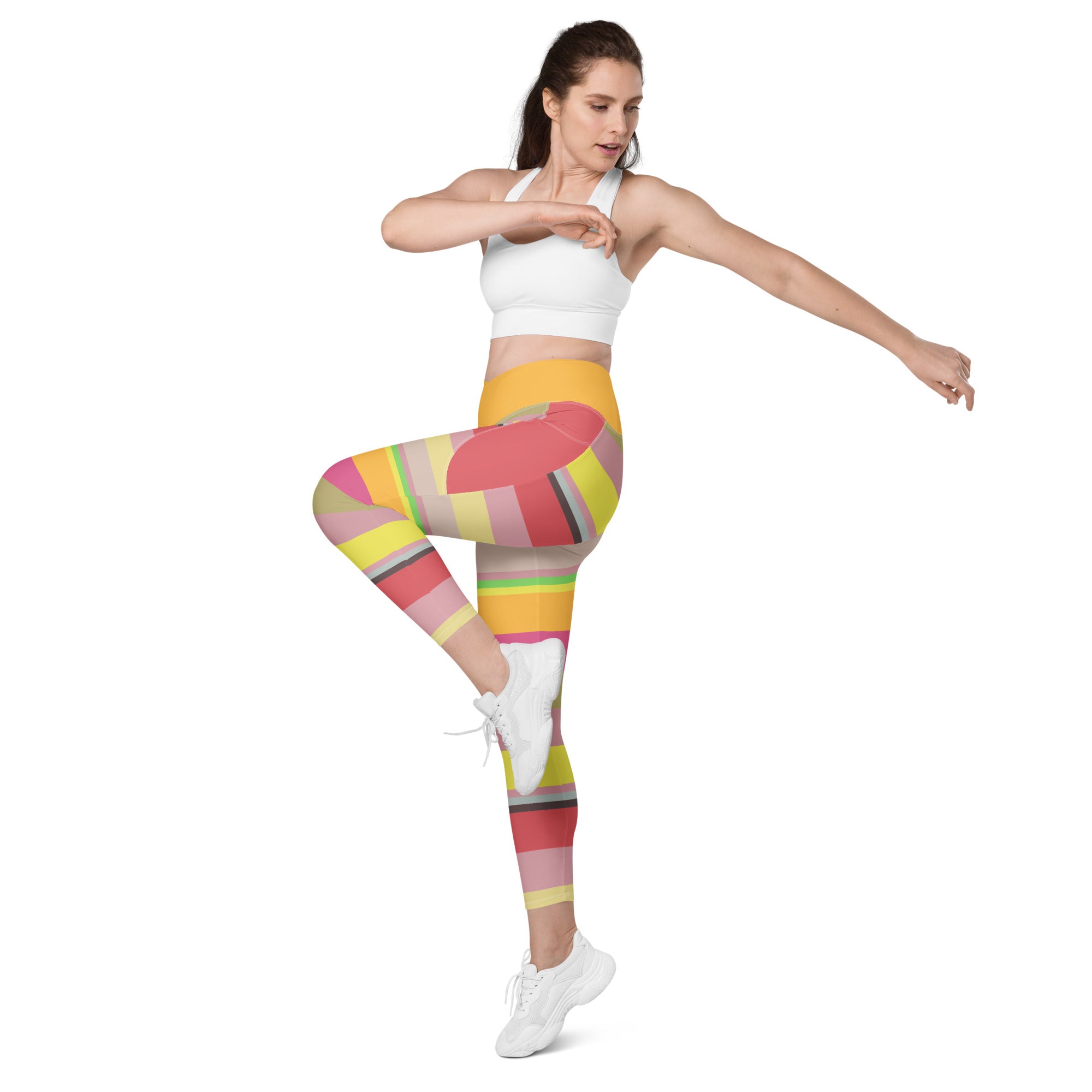 Psychedelic Prism Leggings laid flat to showcase the vibrant design.