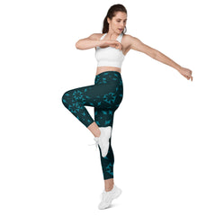 Rear view of Boho Blossom Leggings showing crossover waistband