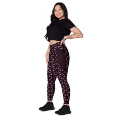 Neon Wave Crossover Leggings with Pockets