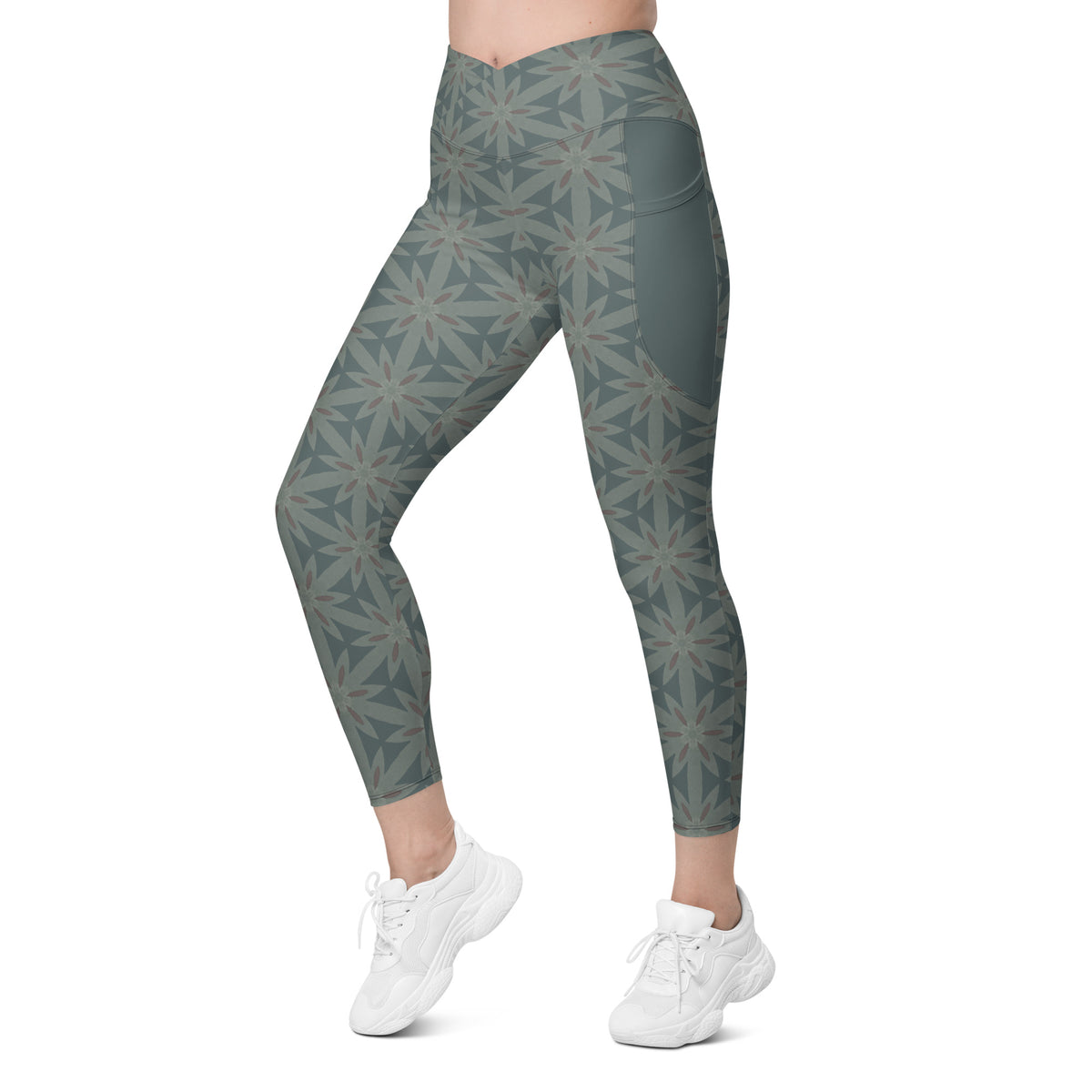 Moroccan Mosaic Crossover Leggings with Pockets