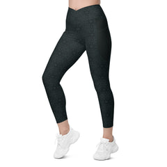 Azure Serenity Crossover Leggings with Pockets