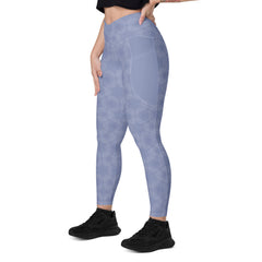 Geometric Elegance Crossover Leggings with Pockets
