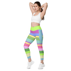 Pairing Rainbow Cascade Leggings with sneakers for a vibrant look.