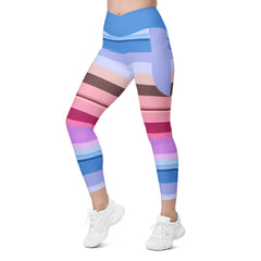 Vibrant Watercolor Strokes Crossover Leggings with Pockets