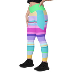 Back view of Paradise Palette Crossover Leggings with a high waistband.