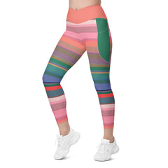 Neon Dreams Crossover Leggings with Pockets