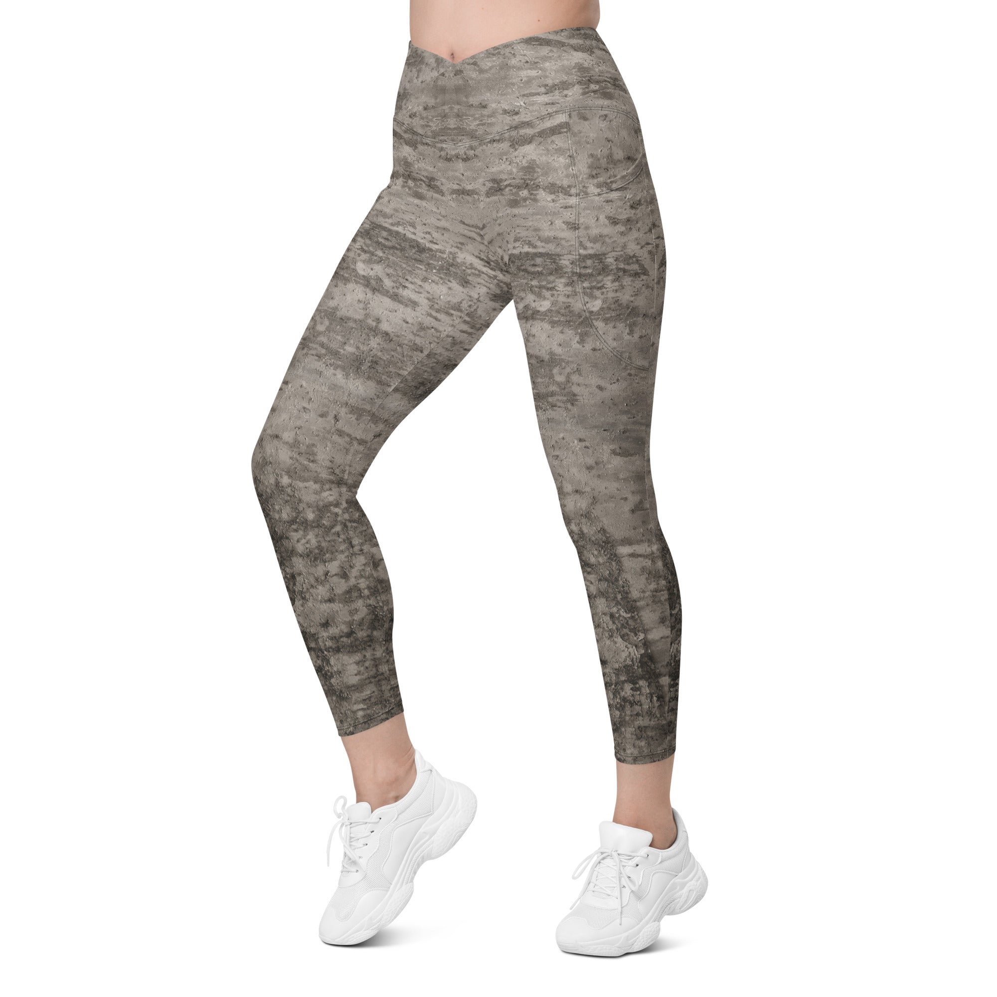 Comfort Meets Style in Mesh Marvel Leggings with Crossover Waist