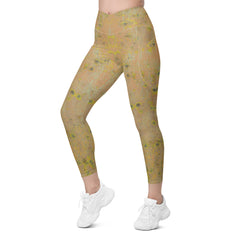 Marble Majesty Leggings with Elegant Crossover Waistband