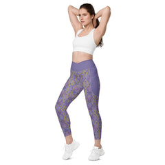 Cosmic Fusion Leggings under the gym lights, showcasing their vibrant pattern.