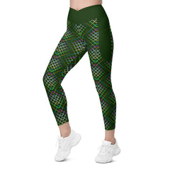 Urban Graffiti patterned crossover leggings with side pockets.