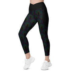 Vibrant Tropical Paradise Crossover Leggings with side pockets