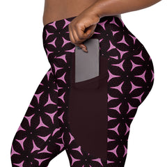 Neon Wave Crossover Leggings with Pockets