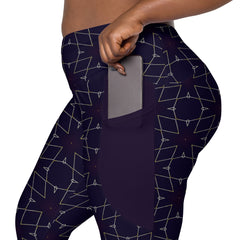 Ethereal Blossom Crossover Leggings with Pockets