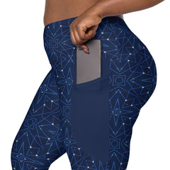 Lotus Blossom Zen Crossover Leggings with Pockets