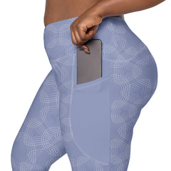 Geometric Elegance Crossover Leggings with Pockets