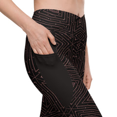 Digital Graffiti Crossover Leggings with Pockets