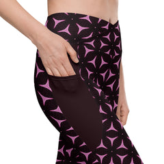 Neon Wave Crossover Leggings with Pockets