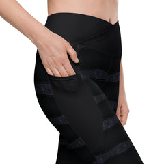 Ocean Wave Crossover Leggings with Pockets