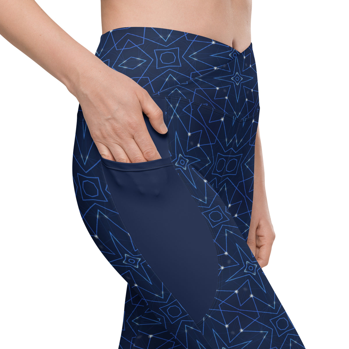 Lotus Blossom Zen Crossover Leggings with Pockets