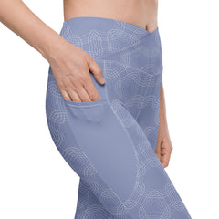Geometric Elegance Crossover Leggings with Pockets