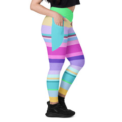 Tropical design of Paradise Palette Leggings adding a splash to workout gear.