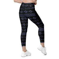 Starry Night All-Over Print Crossover Leggings with Pockets