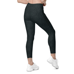 Azure Serenity Crossover Leggings with Pockets