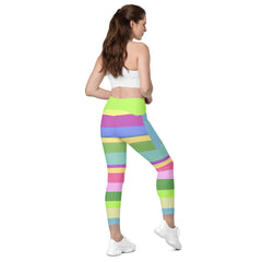 Workout ready in Rainbow Cascade Leggings with pocket convenience.