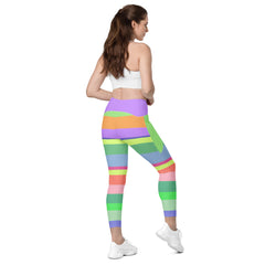 Carnival Confetti Crossover Leggings on model during a fun workout.