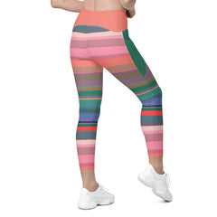 Neon Dreams Crossover Leggings with Pockets