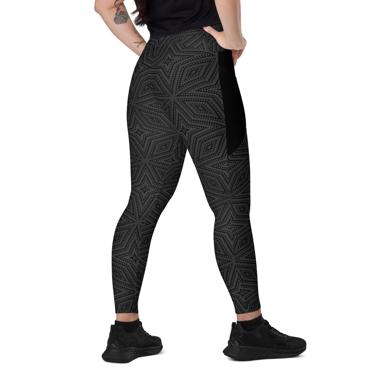 Animal Instinct crossover leggings with side pockets on model